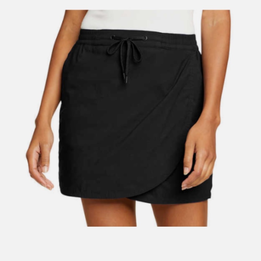 Eddie Bauer Black Asymmetrical Wrap Skort with Drawstring